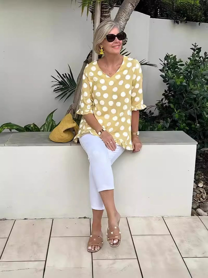 Noemi - V-Neck Printed Top