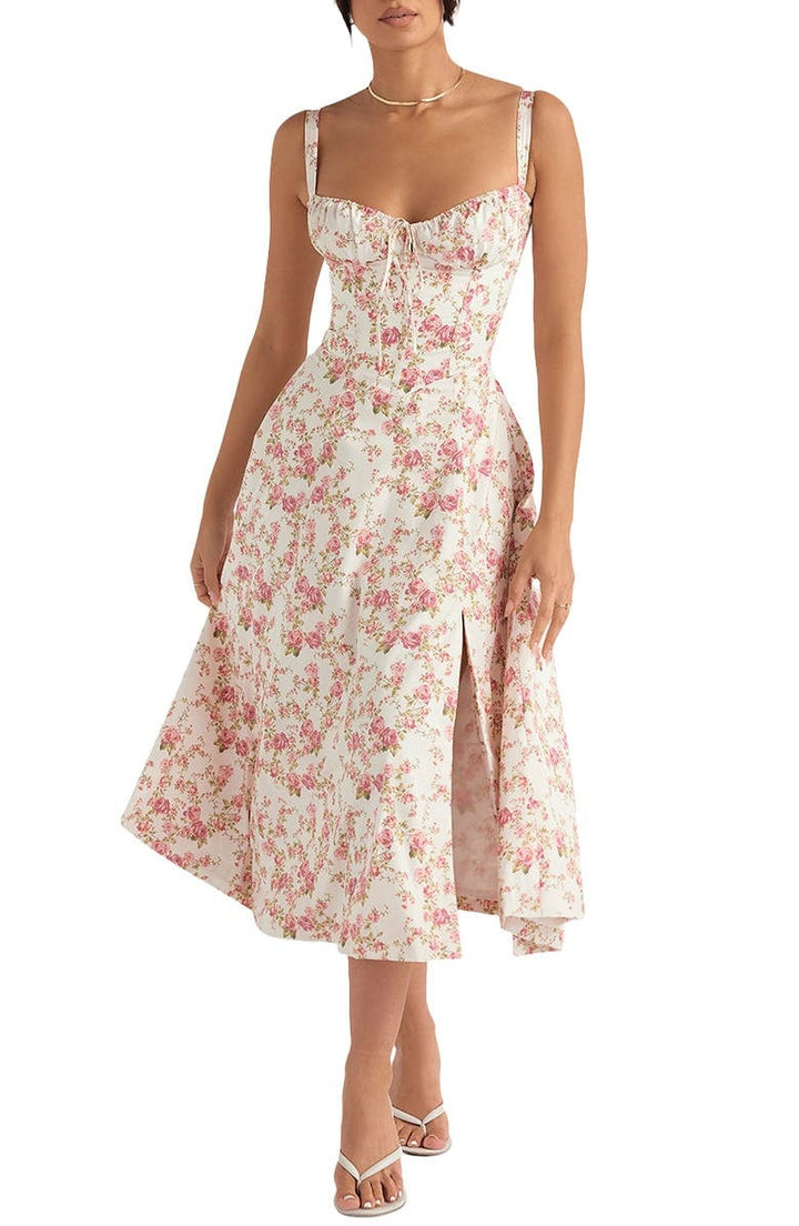 Rose - Tie Front Slit Dress