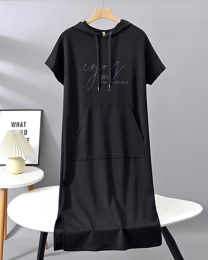 Alexa - Short Sleeve Hooded Dress