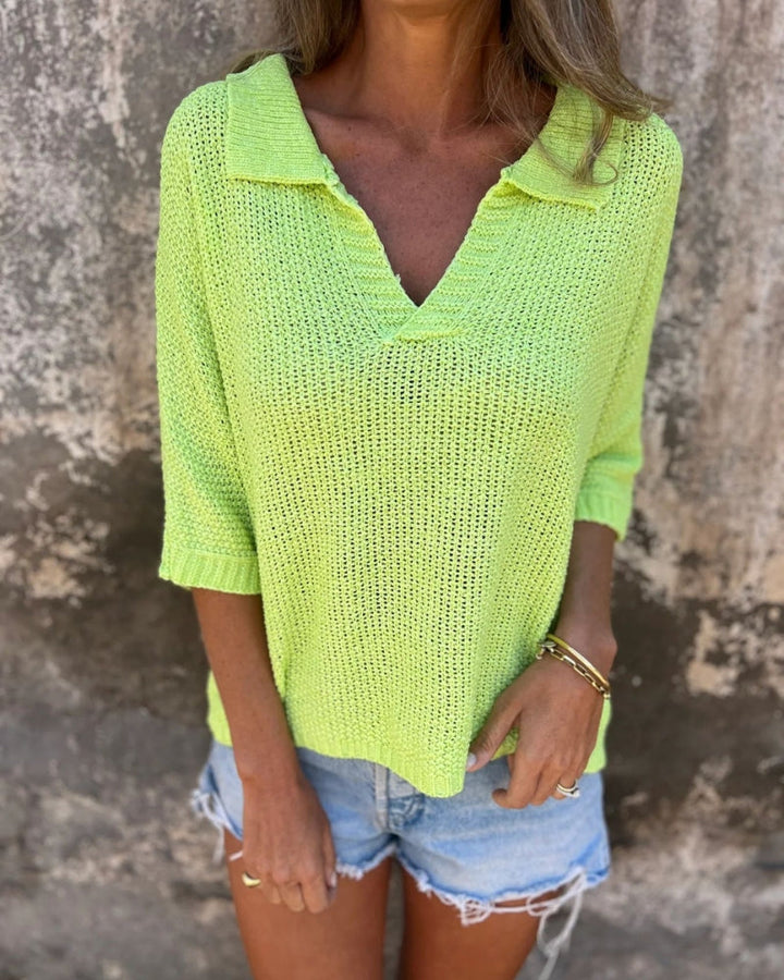 Vida - Knitted Polo Blouse