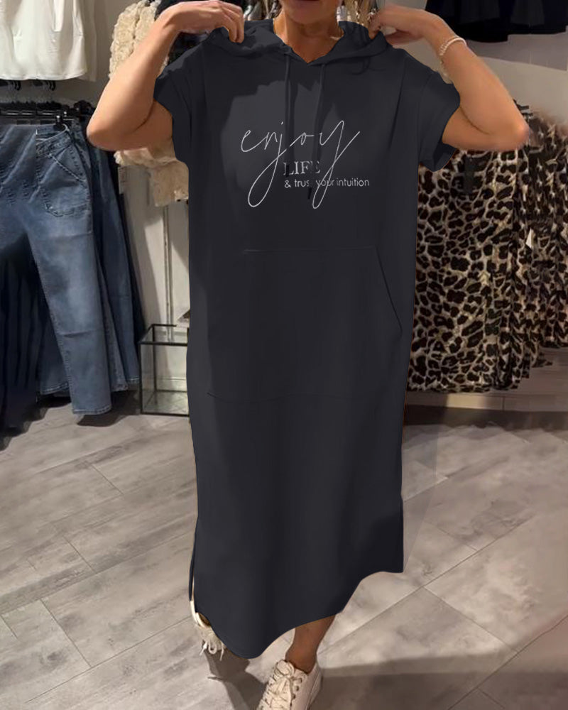 Alexa - Short Sleeve Hooded Dress