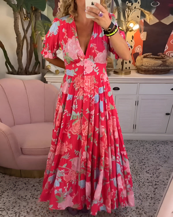 Soleil - V-Neck Floral Dress