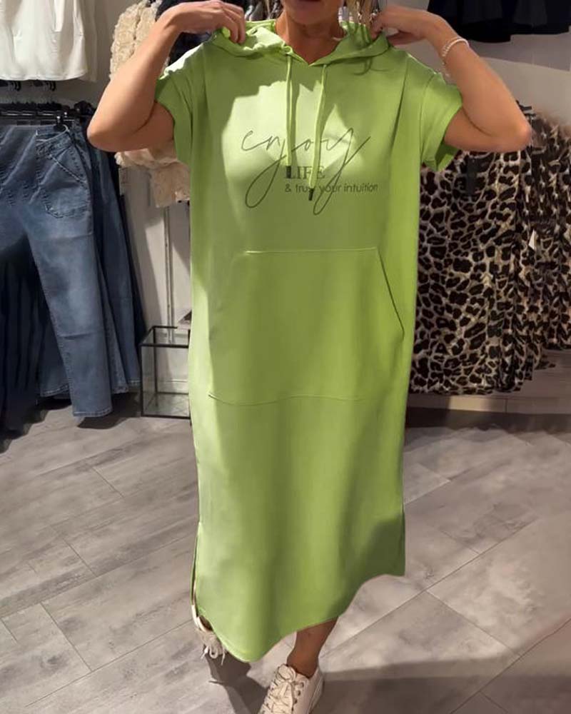 Alexa - Short Sleeve Hooded Dress