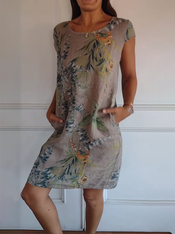 Robin - Leaf Print Dress