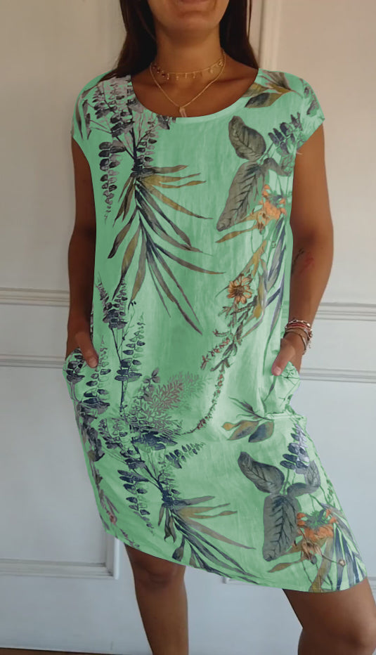 Robin - Leaf Print Dress