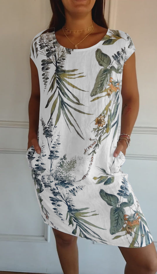 Robin - Leaf Print Dress