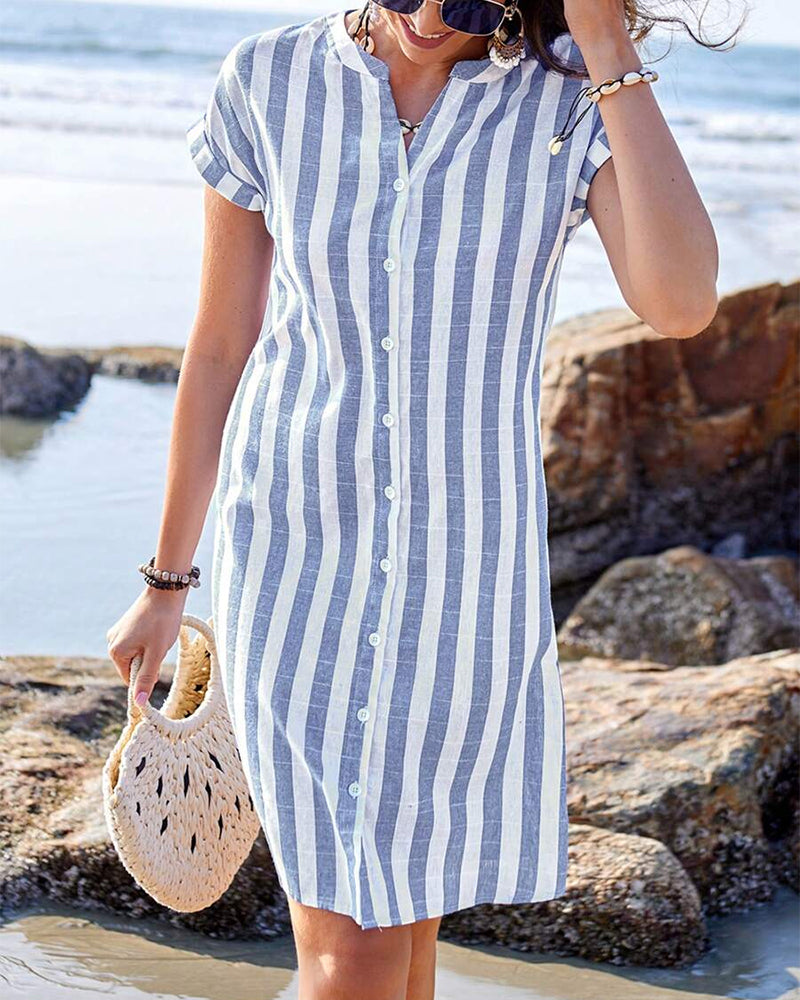 Dana - Striped Shirt Dress