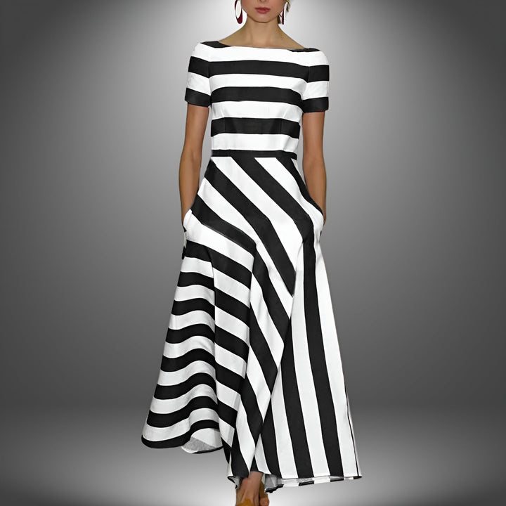 Jazmine - Boat Neck Striped Dress
