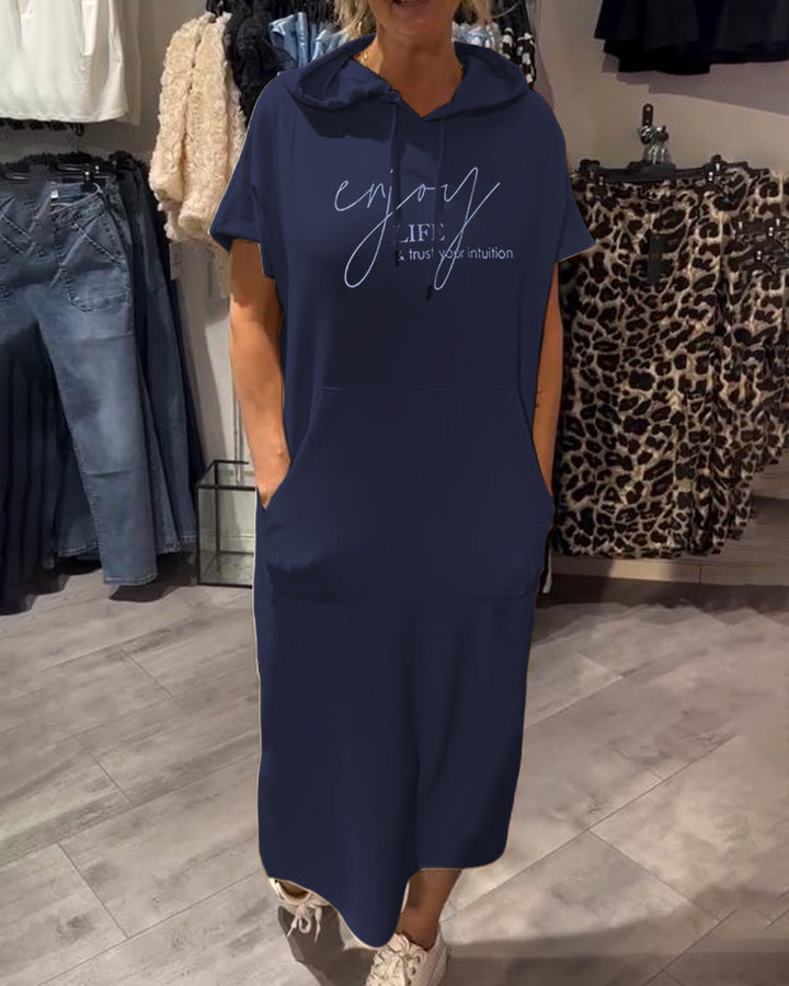 Alexa - Short Sleeve Hooded Dress