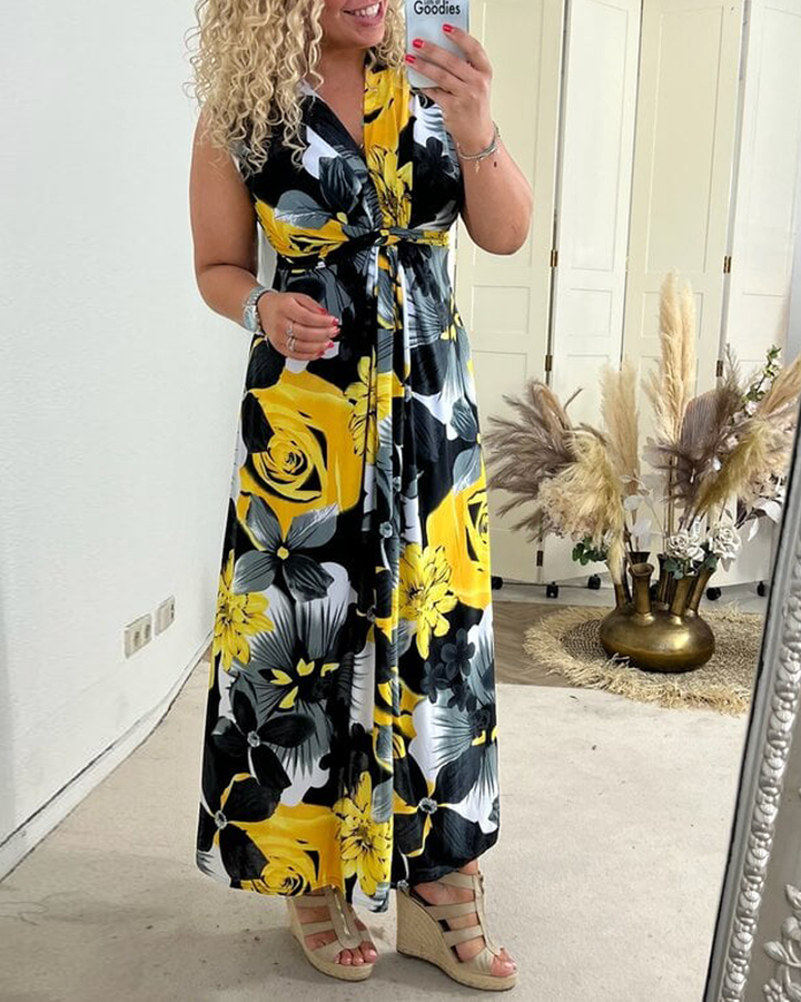 Sarah - Floral Pleated Dress