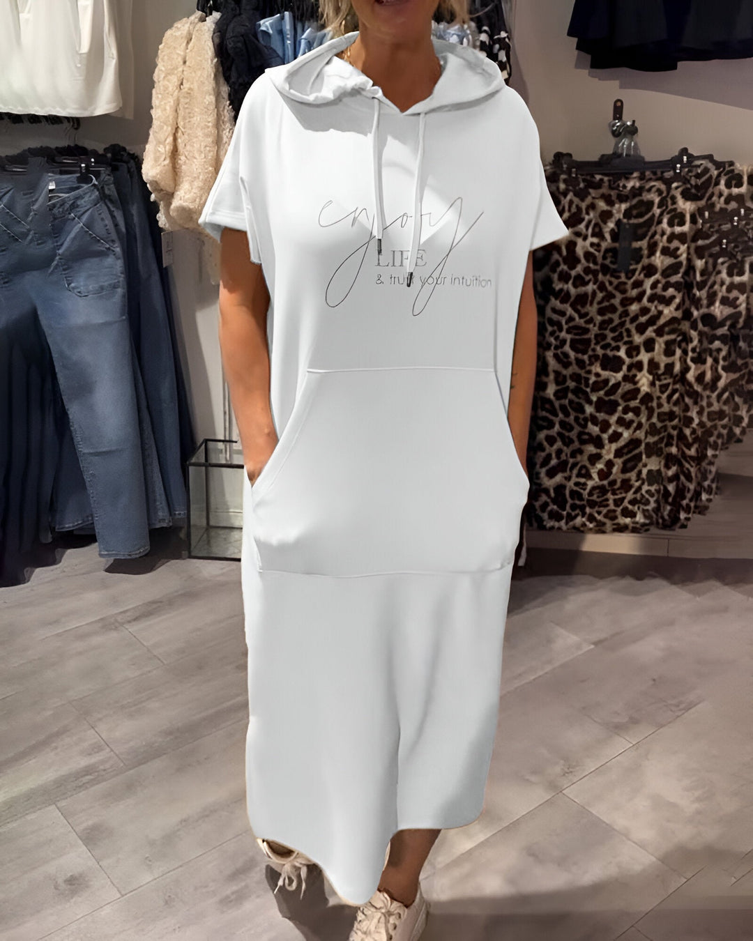 Alexa - Short Sleeve Hooded Dress