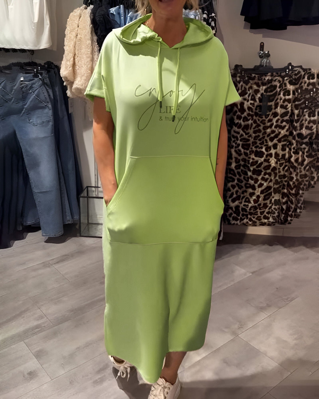Alexa - Short Sleeve Hooded Dress