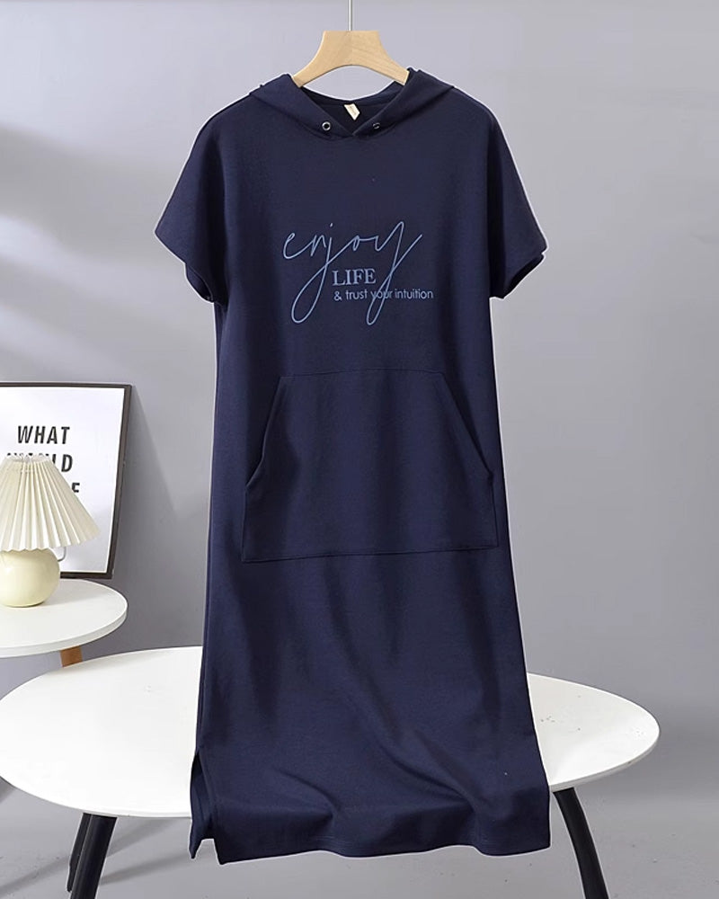 Alexa - Short Sleeve Hooded Dress