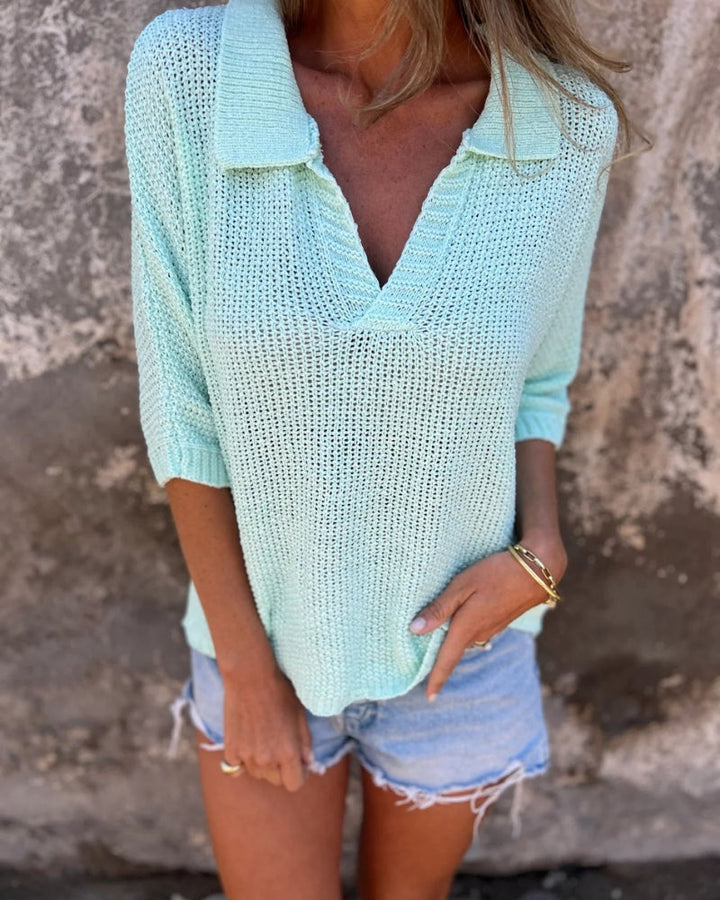 Vida - Knitted Polo Blouse