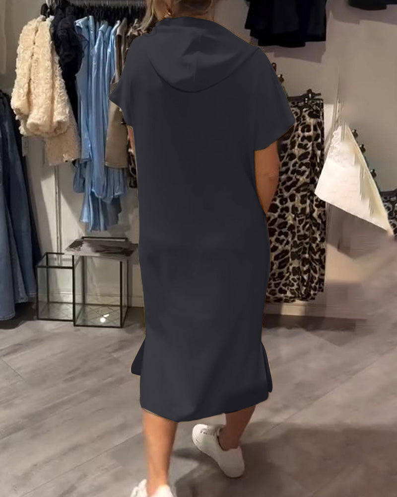 Alexa - Short Sleeve Hooded Dress