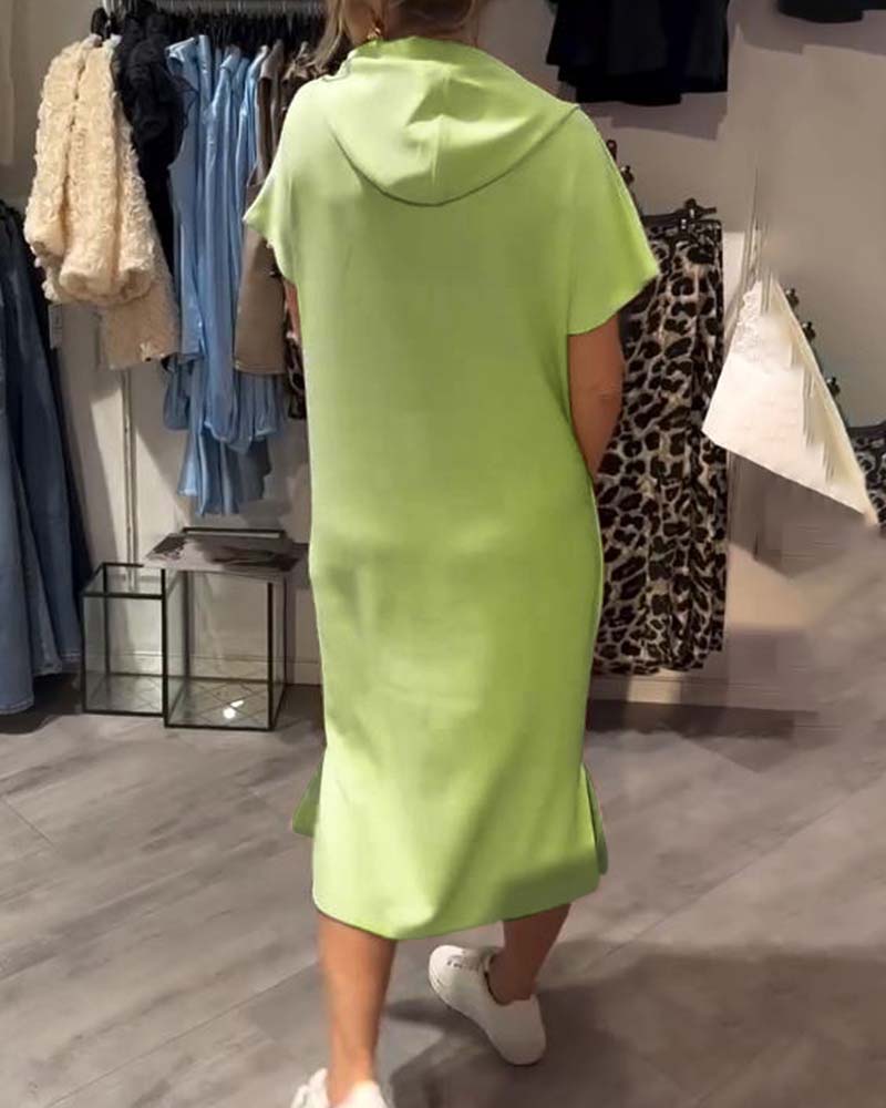 Alexa - Short Sleeve Hooded Dress