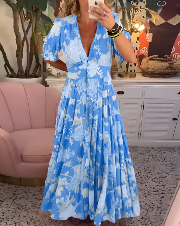 Soleil - V-Neck Floral Dress