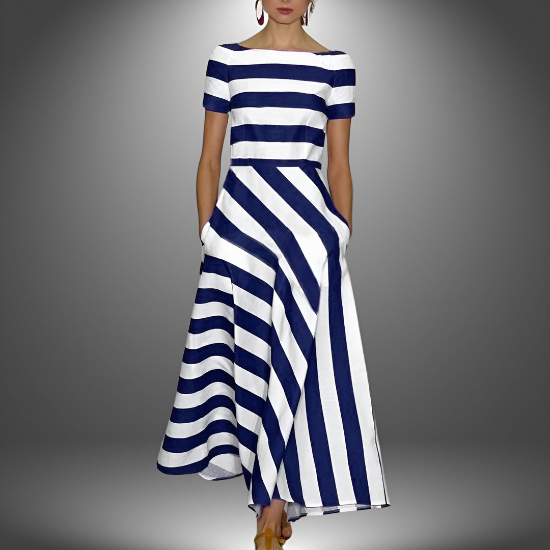 Jazmine - Boat Neck Striped Dress