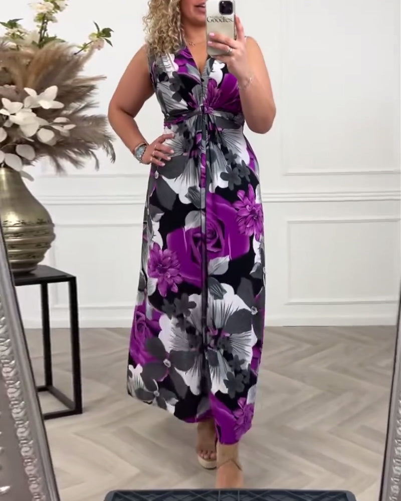 Sarah - Floral Pleated Dress