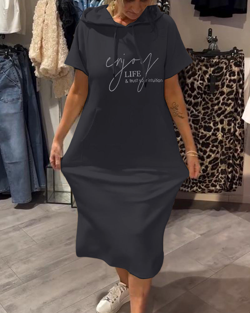 Alexa - Short Sleeve Hooded Dress