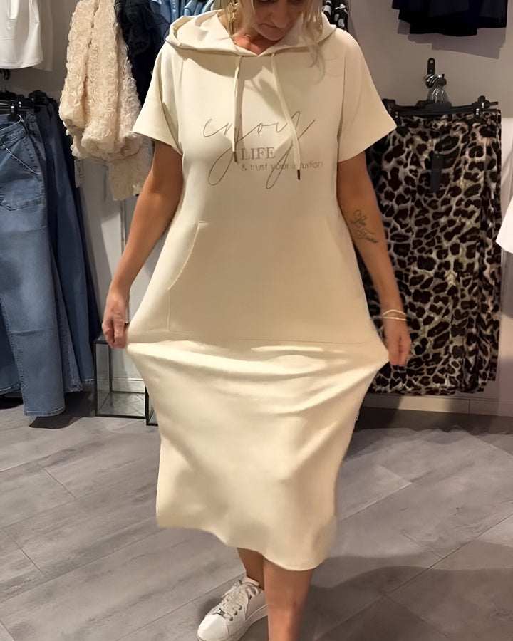 Alexa - Short Sleeve Hooded Dress