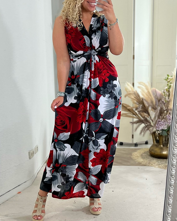 Sarah - Floral Pleated Dress