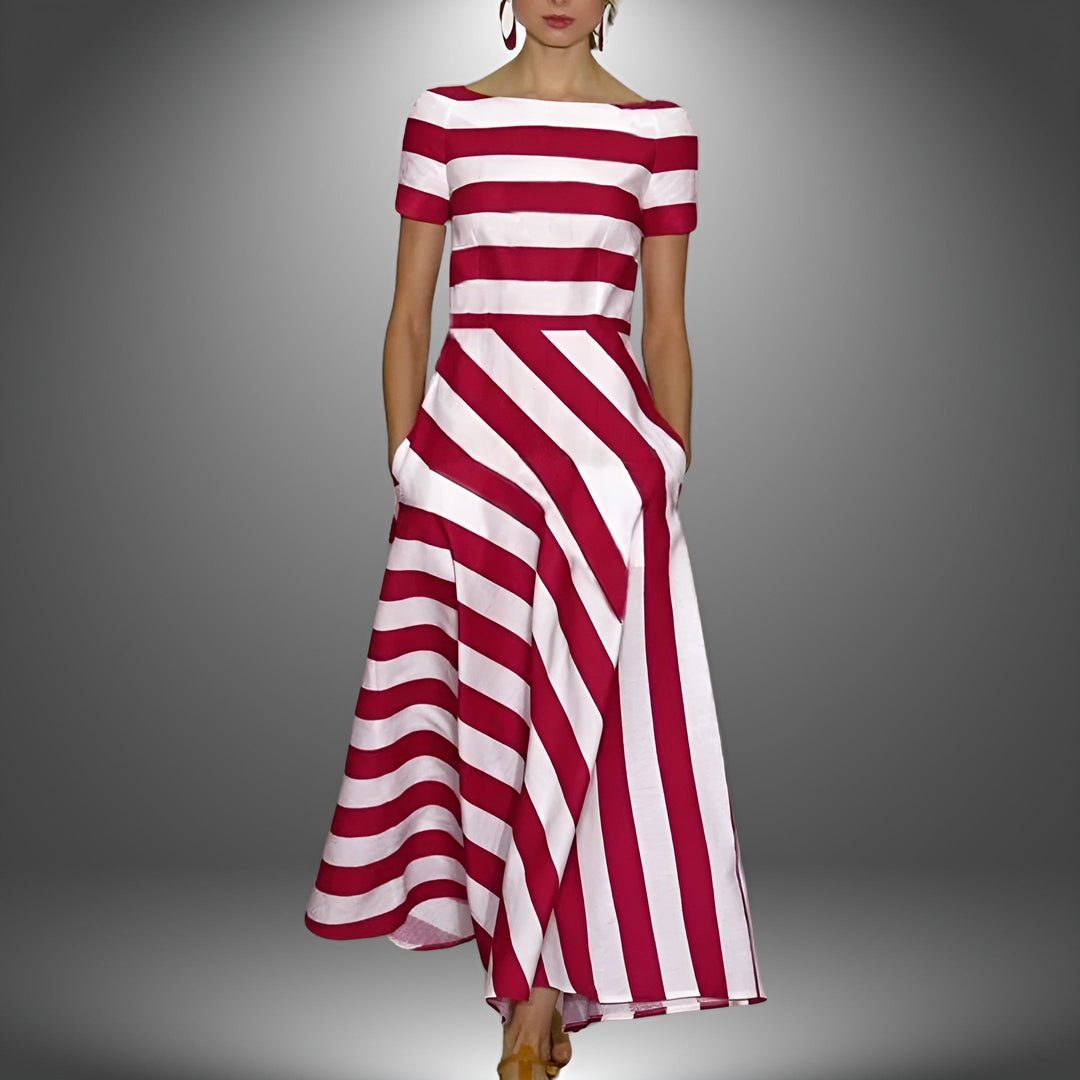 Jazmine - Boat Neck Striped Dress