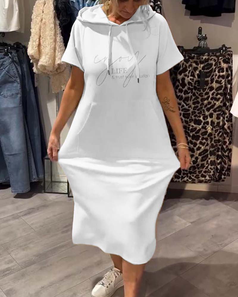 Alexa - Short Sleeve Hooded Dress