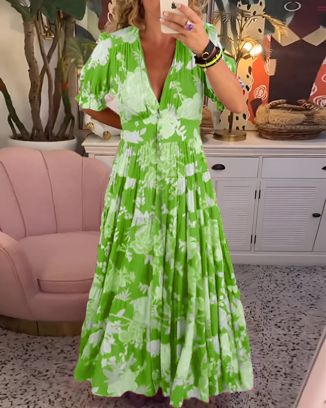 Soleil - V-Neck Floral Dress