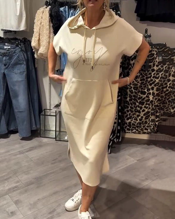 Alexa - Short Sleeve Hooded Dress