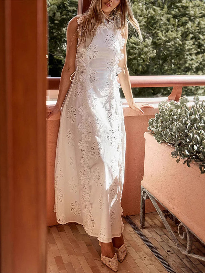 Luisa - Lace Floral White Dress