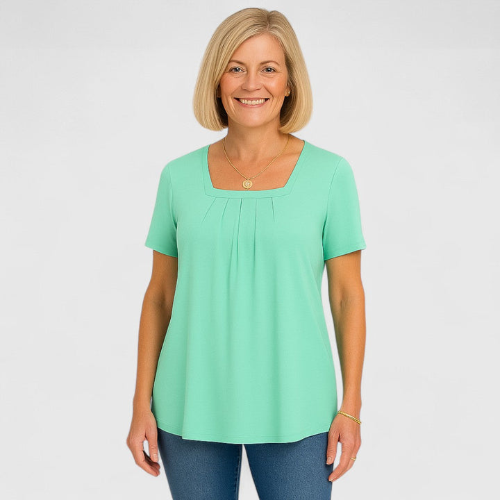 Faye - Pleated Square Neck Blouse