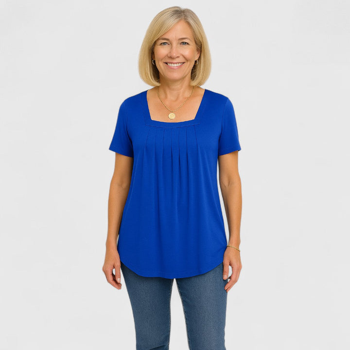 Faye - Pleated Square Neck Blouse