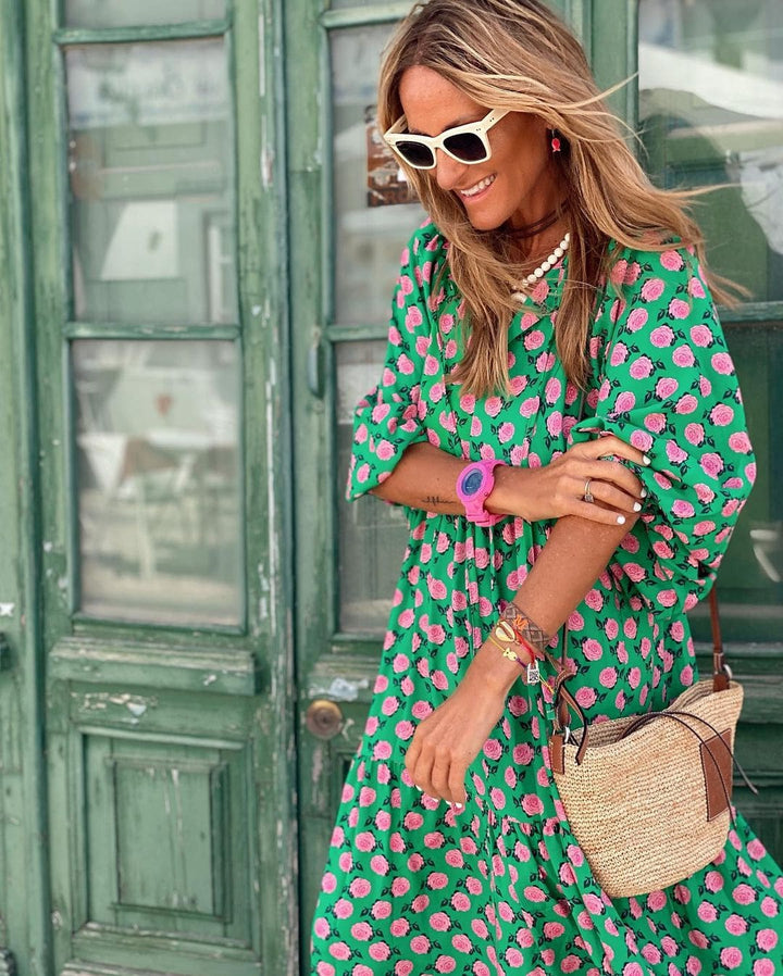 Sharon - Long V-neck Dress