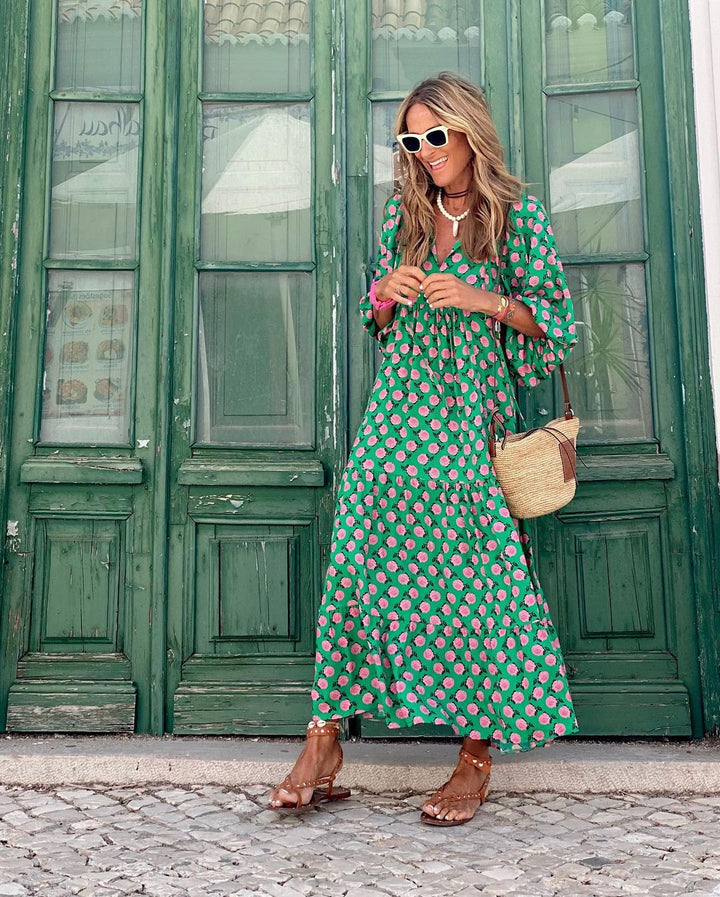 Sharon - Long V-neck Dress