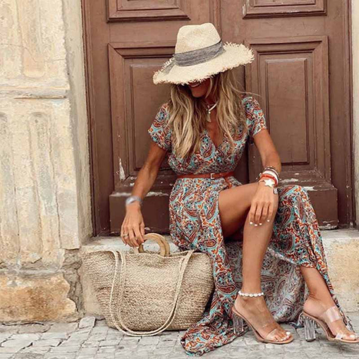 Cynthia - Side Slit Boho Dress