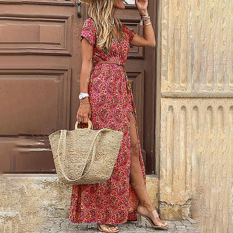 Cynthia - Side Slit Boho Dress
