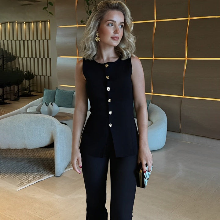 Kara - Sleeveless Button Top