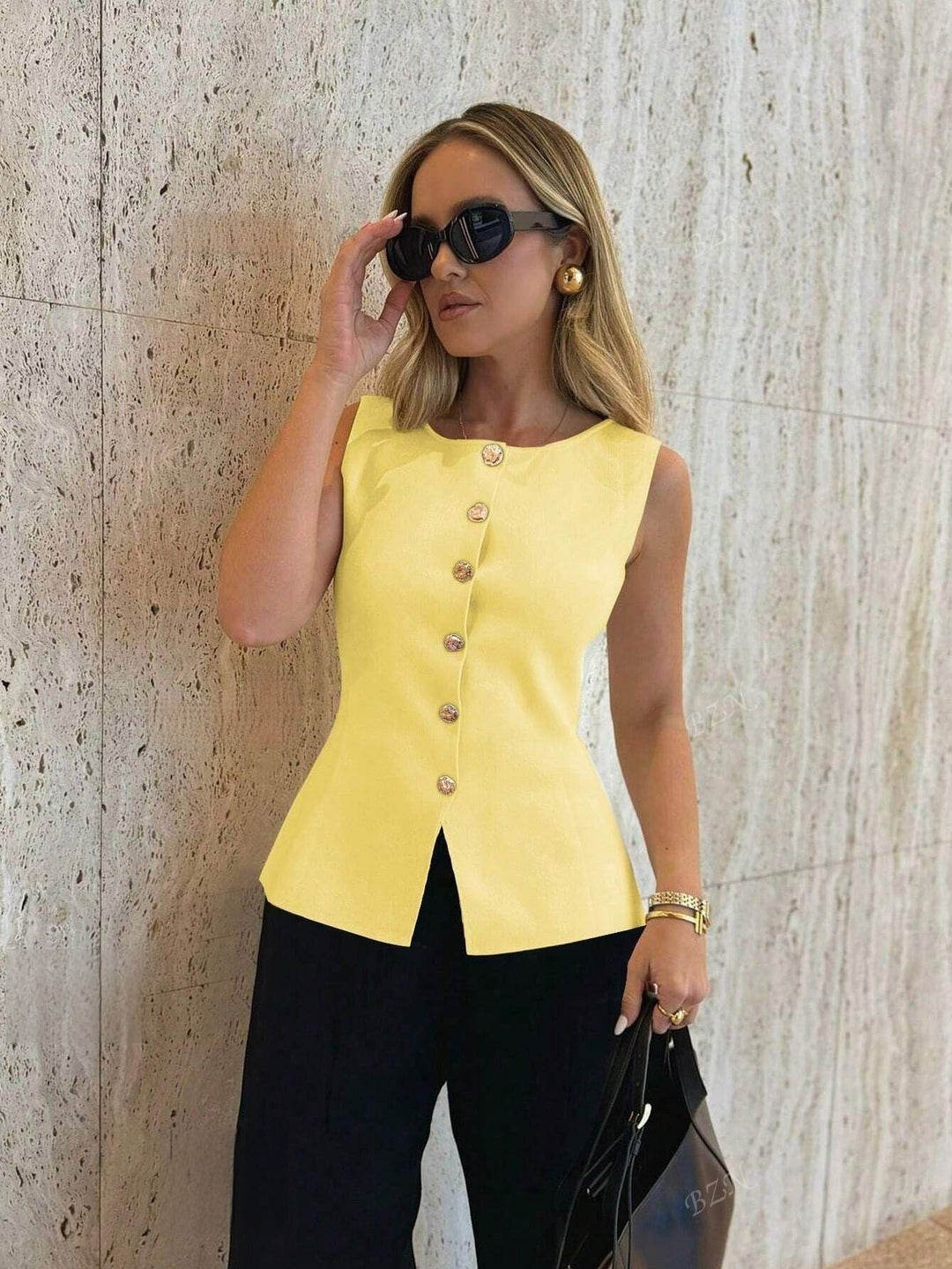 Kara - Sleeveless Button Top