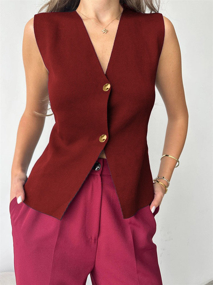 Judith - Sleeveless Button Top