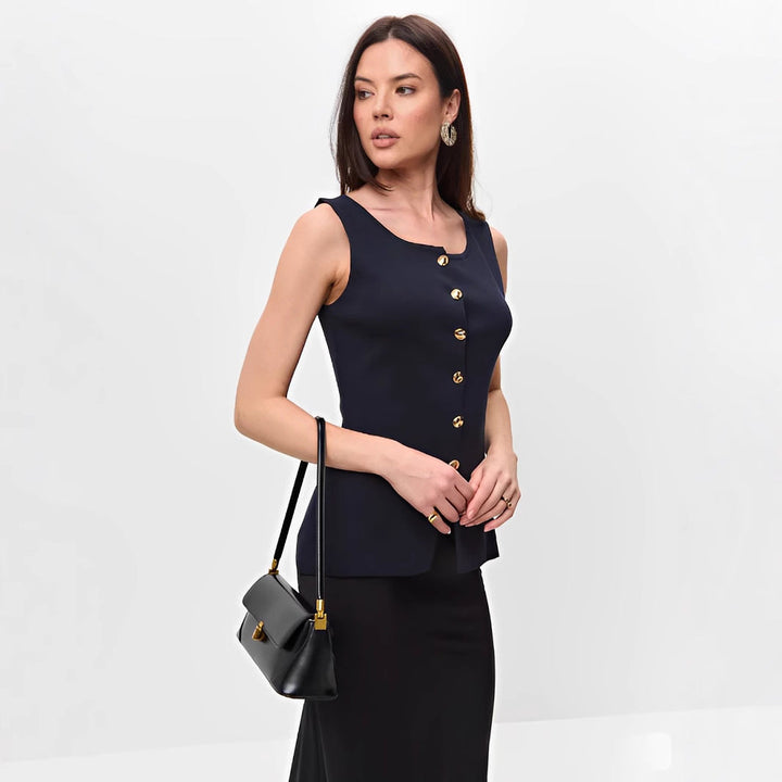 Kara - Sleeveless Button Top