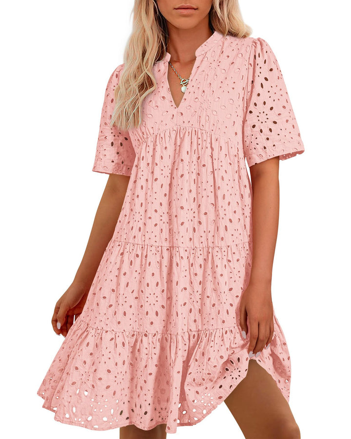 Mary - Broderie V-neck Dress