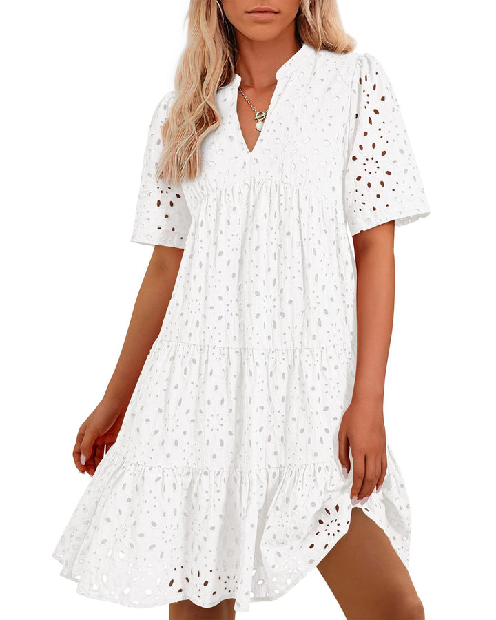 Mary - Broderie V-neck Dress