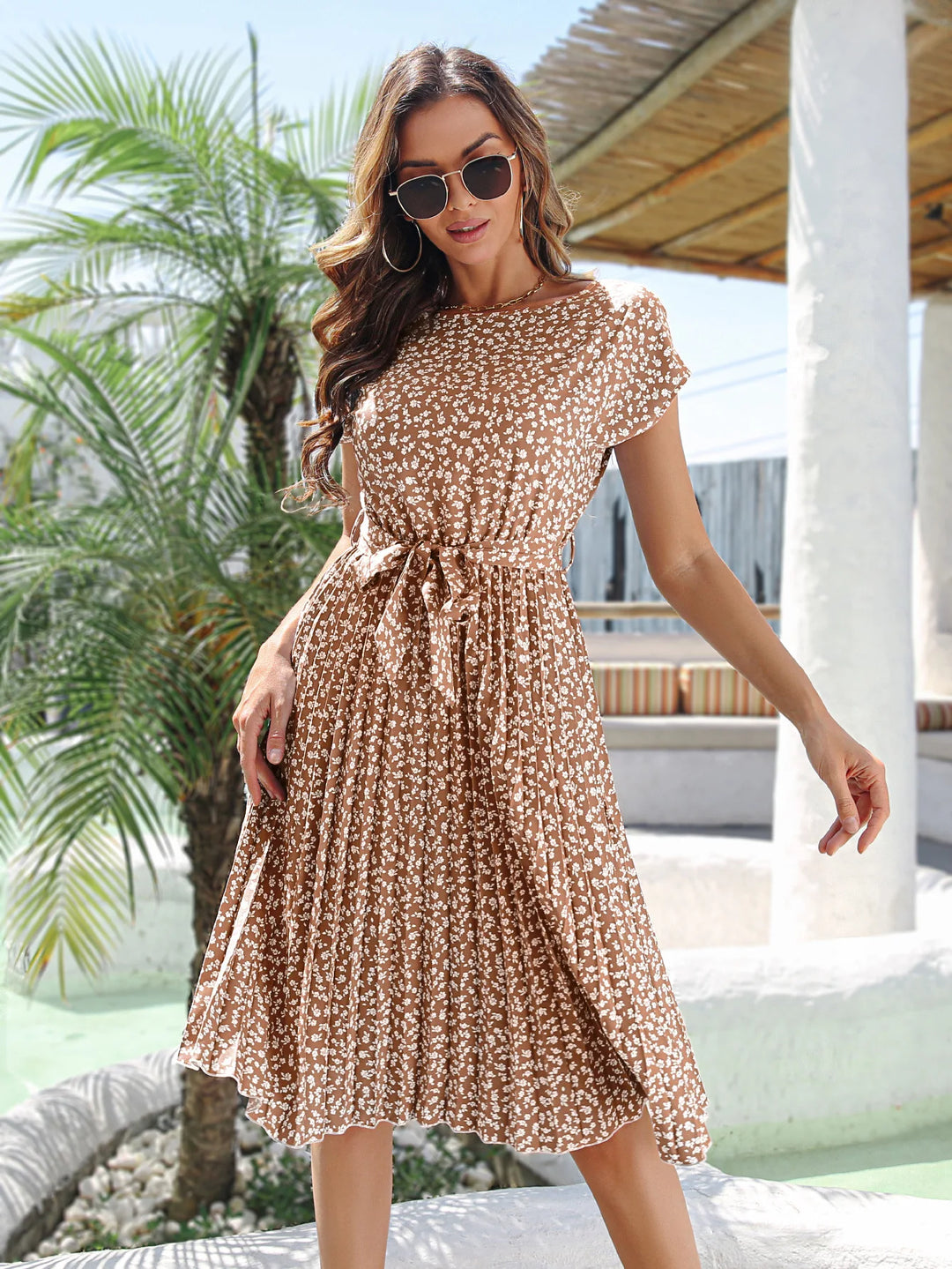 Valerie - Floral Pleated Dress