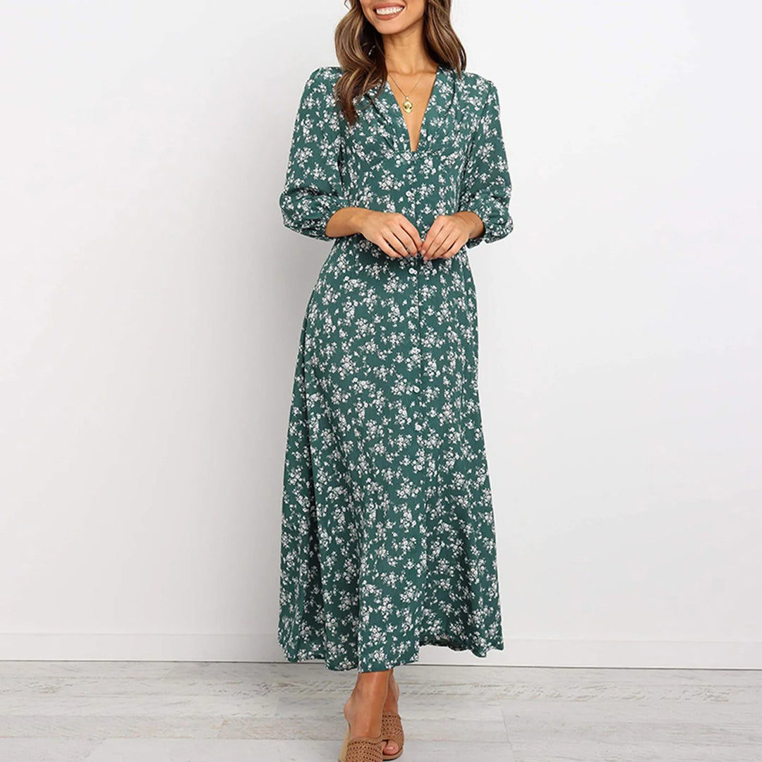 Jane - V-neck Floral Dress
