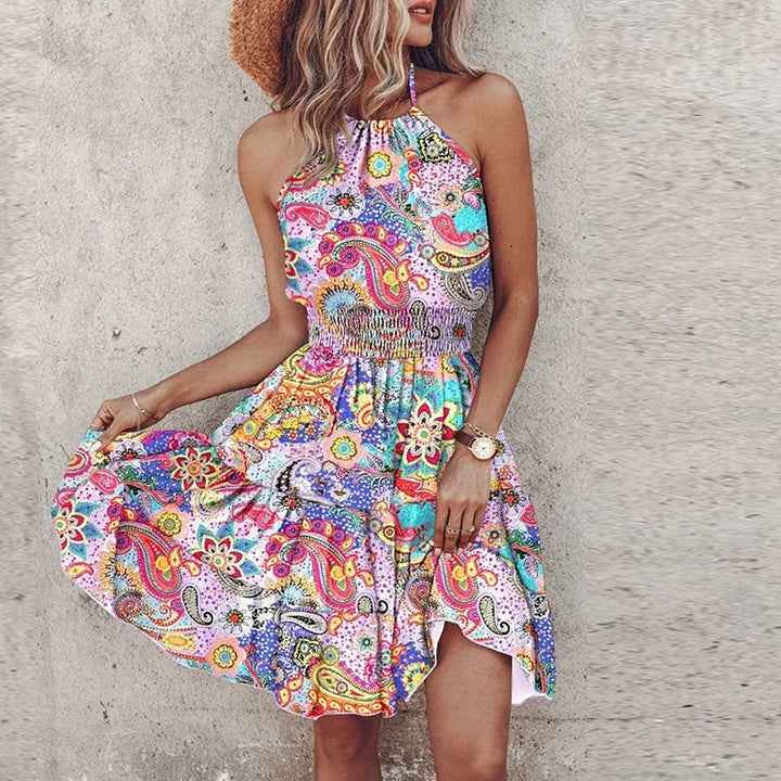 Sara - Printed Halter Dress