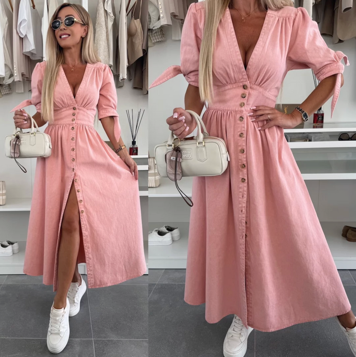 Karla - V-Neck Button Dress