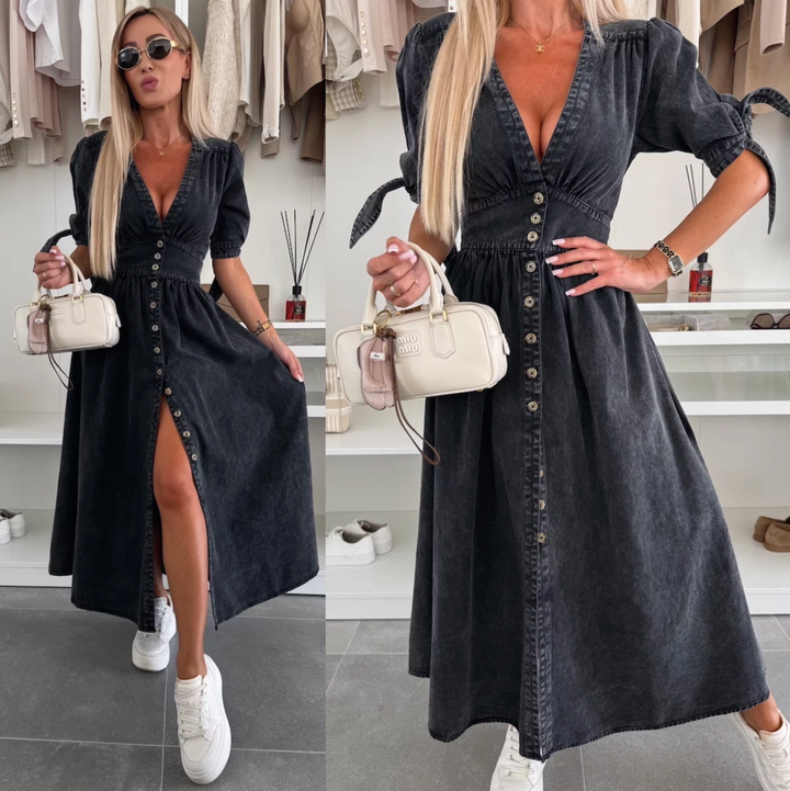Karla - V-Neck Button Dress