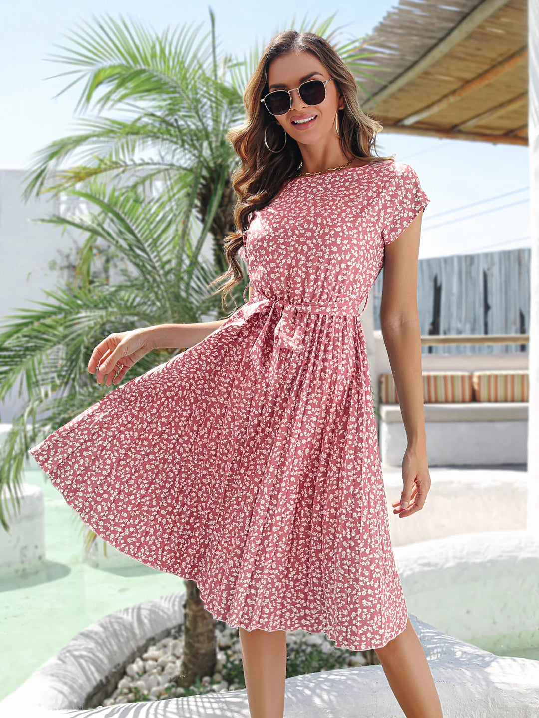 Valerie - Floral Pleated Dress