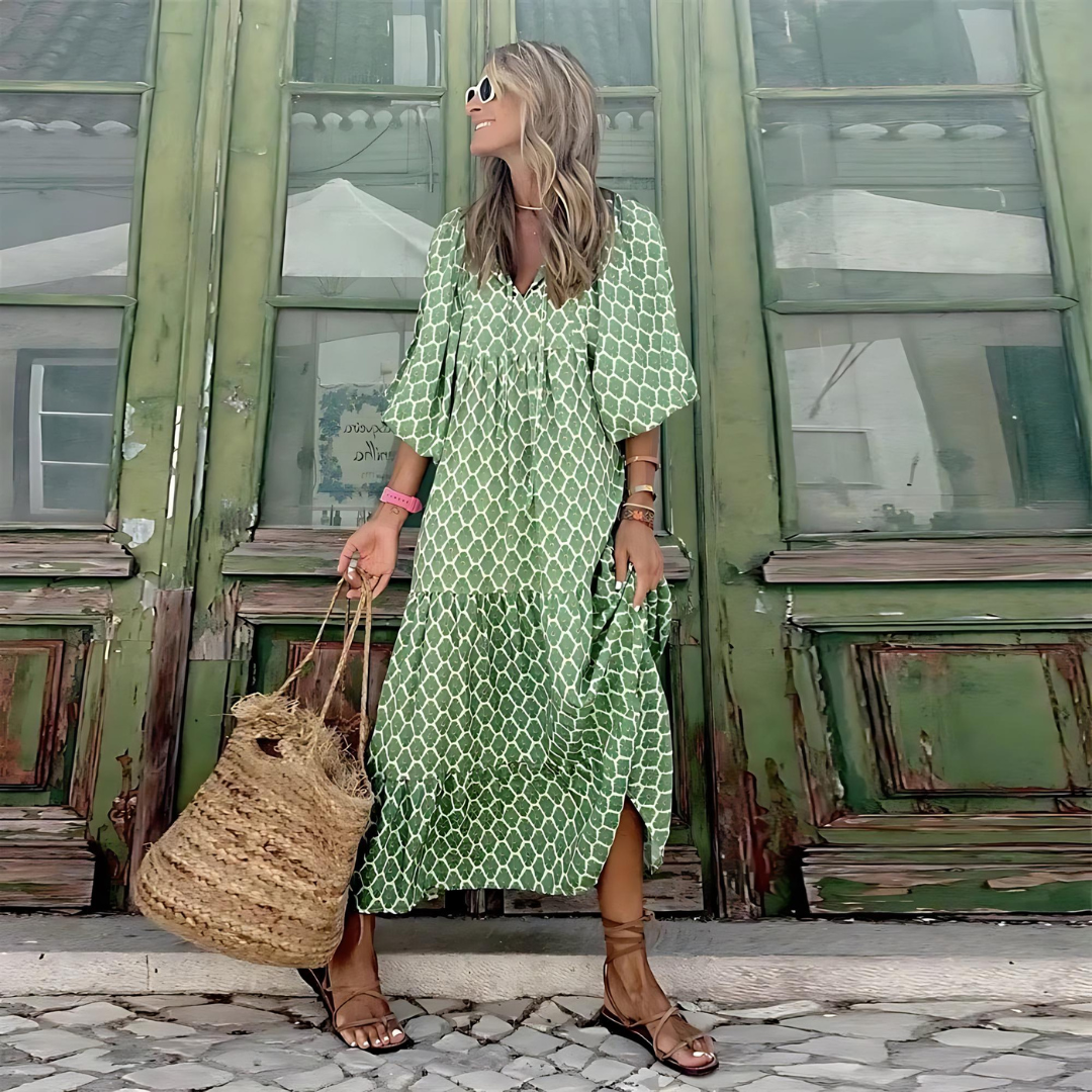 Sharon - Long V-neck Dress
